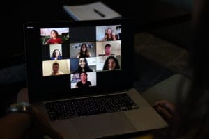 Catalyst team meeting on a laptop