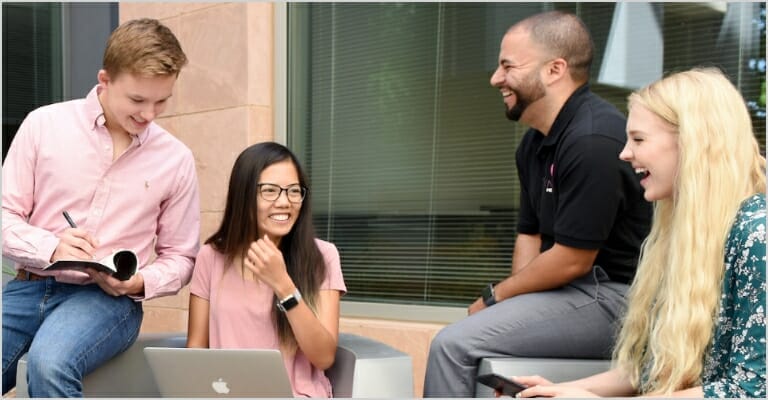 students chatting together