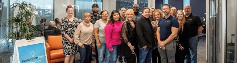 A group of people at an event at the Goodyear InnovationHub space.